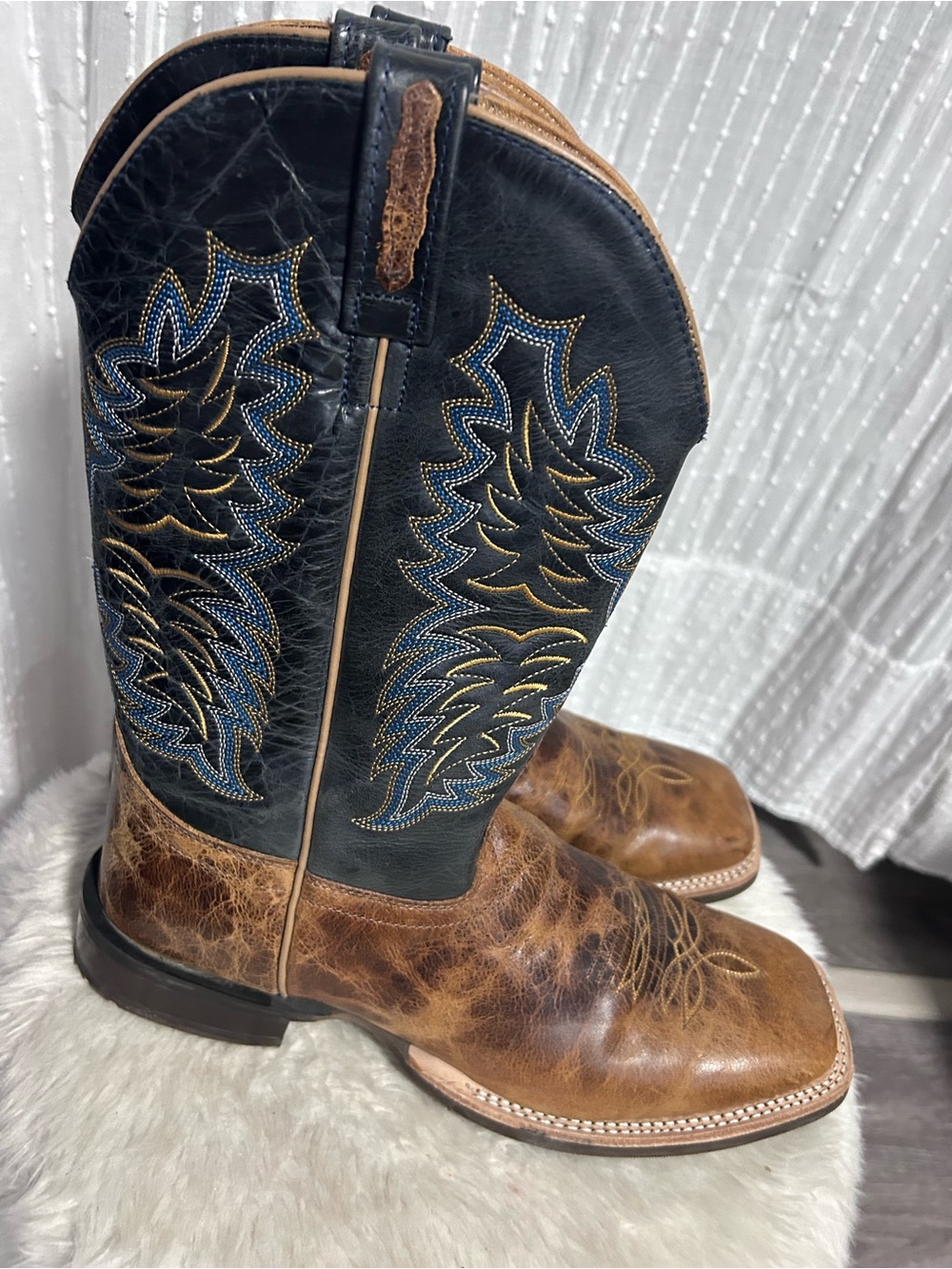 Old West Burnt Brown Foot with Navy Upper Cowboy Boots